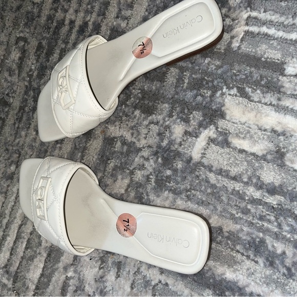 Calvin Klein Cream Slide Sandals - Picture 3 of 3